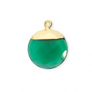 Natural stone charms Chalcedony round Emerald Green-Gold