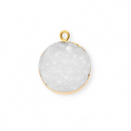 Natural stone charms Quartz round White-Gold