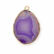 Natural stone charms Agate White-Purple-Gold