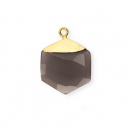 Natural stone charms Quartz hexagon Taupe-Gold