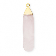 Natural stone charms Quartz drop Light Pink-Gold
