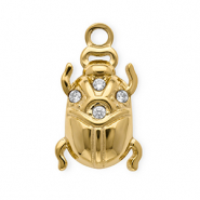 Stainless steel charms with strass beetle Gold-Crystal