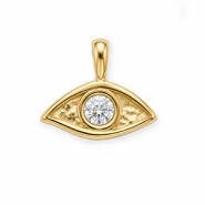 Stainless steel charms with strass eye Gold-Crystal