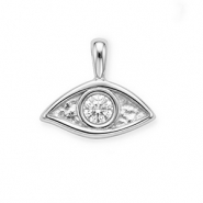 Stainless steel charms with strass eye Silver-Crystal