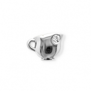 Stainless steel charms with strass cup Silver-Crystal