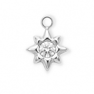 Stainless steel charms with strass star Silver-Crystal