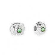 Stainless steel beads spacer with strass 6mm Silver-Green