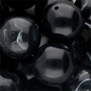 24 mm Acrylic beads round Black-White Marble