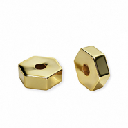 Acrylic beads hexagon Gold