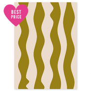 BY31&reg; Jewellery cards waves Olive Green-Cr&egrave;me