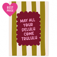 BY31&reg; Jewellery cards "May all your delulu come trululu" Olive Green-Off White-Bordeaux Red-Pink