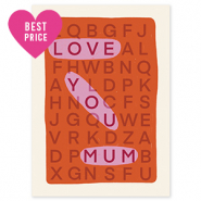 BY31&reg; Jewellery cards "Love you mum" Off White-Coral Red-Pink