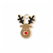 Metal charms reindeer Gold-Light Brown-Black-Red