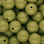 14 mm DQ acrylic beads shiny Olive Green