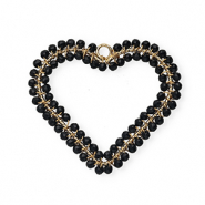 Top faceted charms heart Gold-Black
