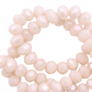 Top faceted beads 4x3mm disc Pristine Beige-Pearl Shine Coating