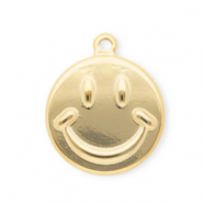 Stainless steel charms smiley Gold