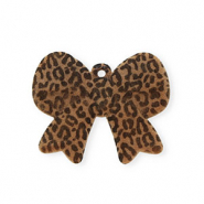Statement charms bow with leopard print Brown-Black