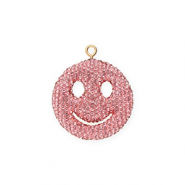 Statement charms smiley with strass Pink