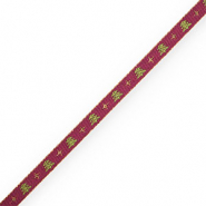 BY31® Ribbon text Christmas trees & stars Bordeaux-Gold-Green