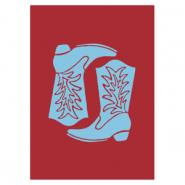 BY31® Jewellery cards cowboy boot Burgundy Red-Light Blue