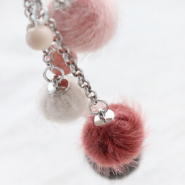 Inspirational Sets Faux fur pompom beads and charms in soft colours