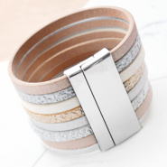 Inspirational Sets Metallic bracelets of faux leather