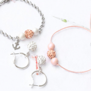Inspirational Sets Jewellery with strass beads and acrylic beads with pearl coating