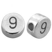 DQ metal number beads # 9 Antique silver (nickel free)
