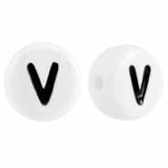 Acrylic letterbeads letter V White