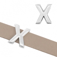 DQ metal letter slider "X" &Oslash;10.3x2.3mm Antique silver (nickel free)