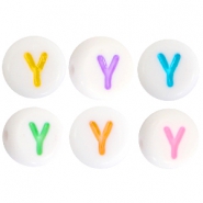 Acrylic letterbeads letter Y  Multicolor-White