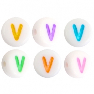 Acrylic letterbeads letter V Multicolor-White