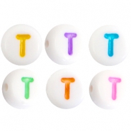 Acrylic letterbeads letter T Multicolor-White