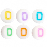 Acrylic letterbeads letter D Multicolor-White