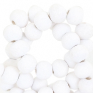 Round wooden beads 8mm White