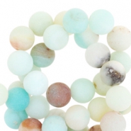 Natural stone beads Chalcedony (Quartz) 8mm matt Light Turquoise Multicolour