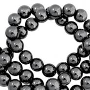 Round hematite beads 6mm  Anthracite grey