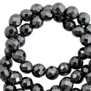 Round hematite beads 6mm faceted cut Anthracite grey