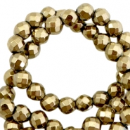 Round hematite beads 4mm faceted cut Antique gold