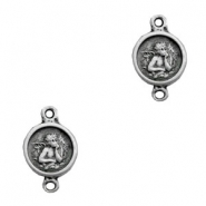 TQ metal charms connector round angel Antique silver
