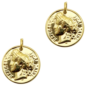 Charms TQ metal Republic of France coin Gold (Nickel Free)