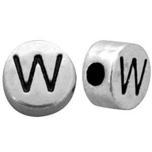Metal-look beads letter W Antique Silver