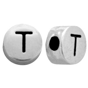 Metal-look beads letter T Antique Silver