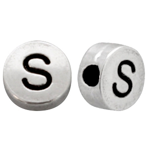 Metal-look beads letter S Antique Silver