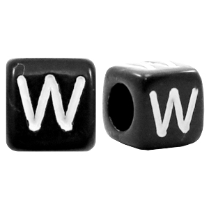 Acrylic letter beads letter W Black