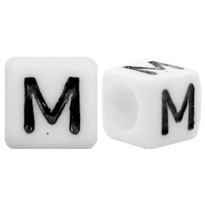 Acrylic letter beads letter M White