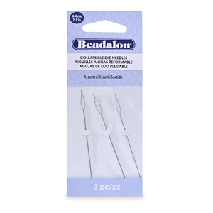 Beadalon Collapsible Eye Needles 6.4mm assorted Silver
