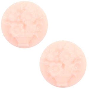 Basic cabochon cameo 20mm bouquet Light Pink-Off White
