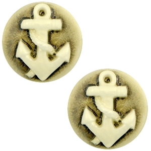 Basic cabochon cameo 20mm anchor Black-Antique Gold